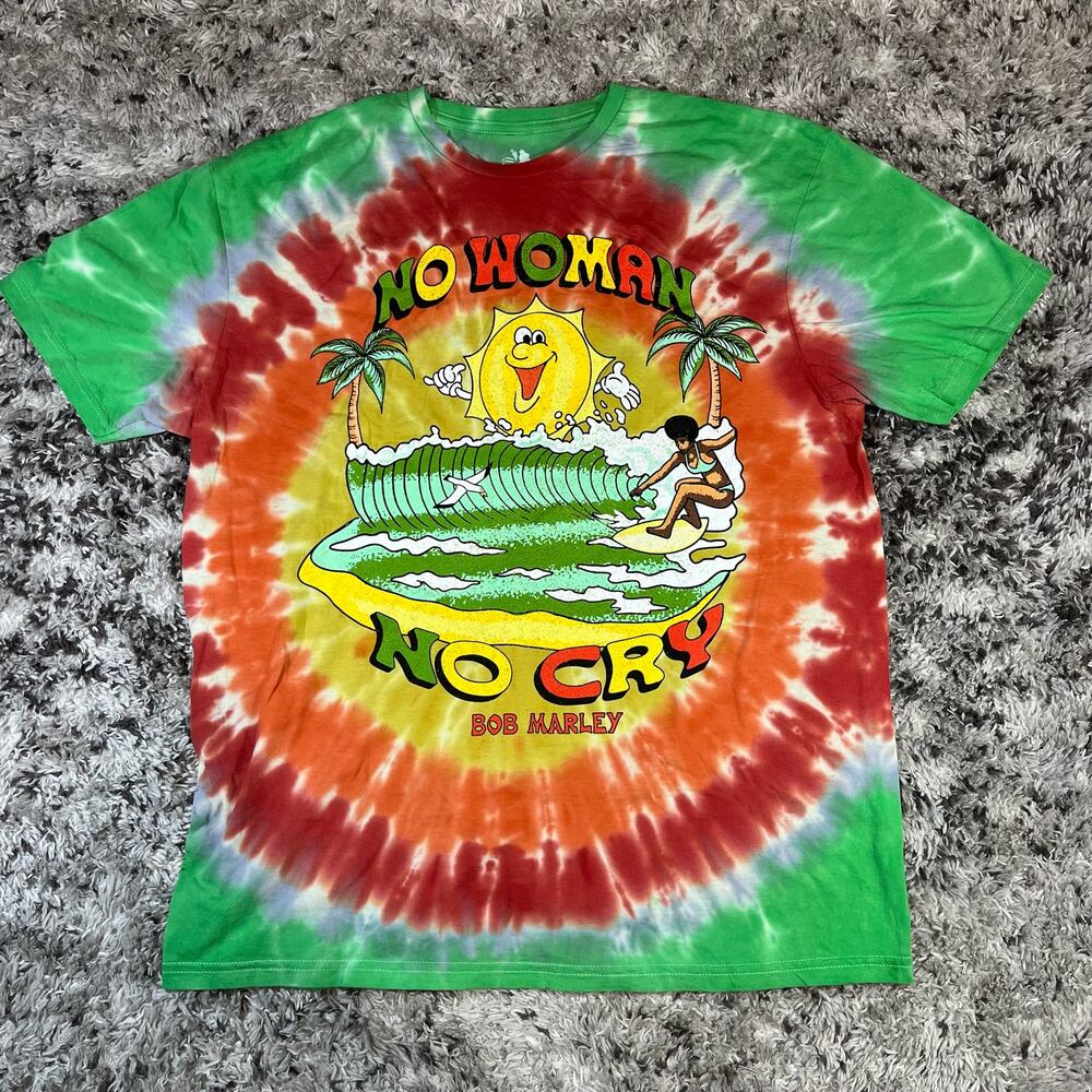 Bob‎ Marley No Woman No Cry T-Shirt Men's Size Large Tie Dye Short Sleeve
